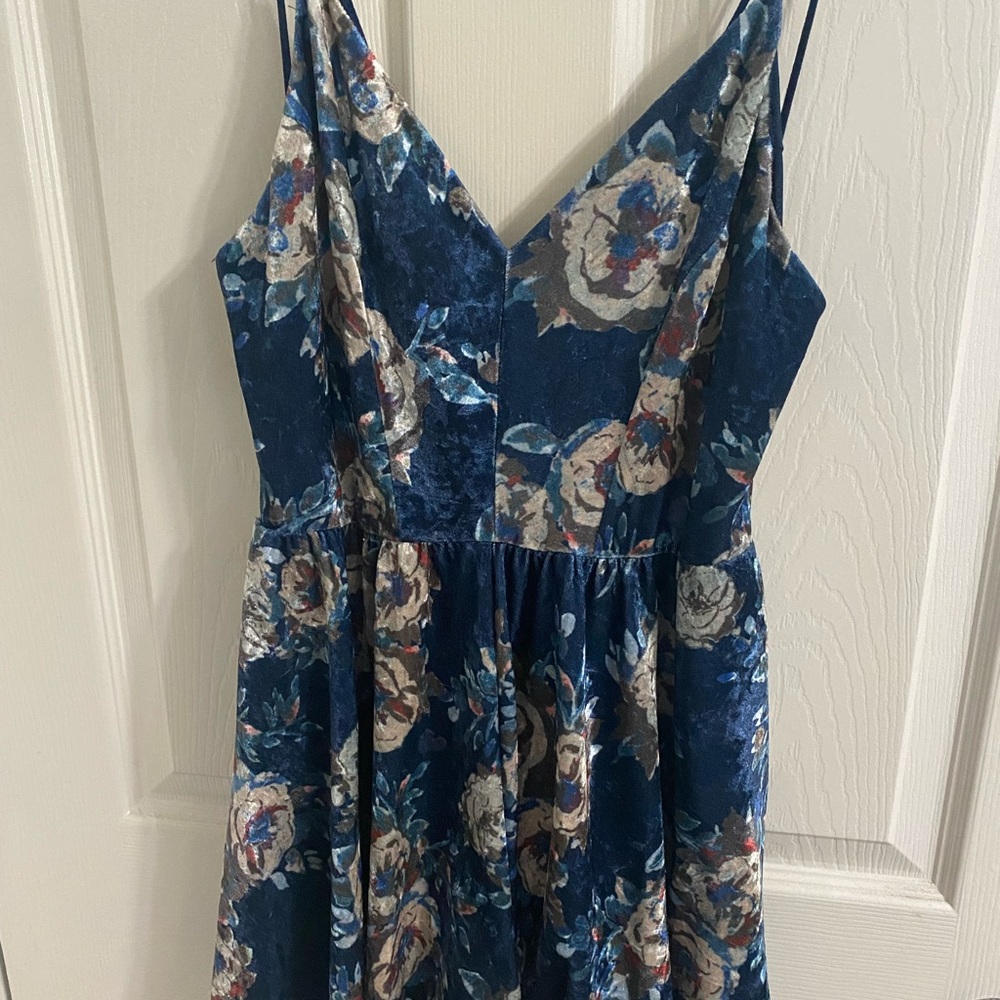 Hommage velvet blue floral romper
